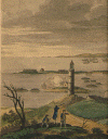 1758 view of the first of three Louisbourg Lighthouses