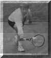Bill Buckland returns a shot during a match at Cromarty Tennis Club