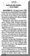 Buckland wins doubles, out in singles ~ (Cape Breton Post, July 30, 2003)